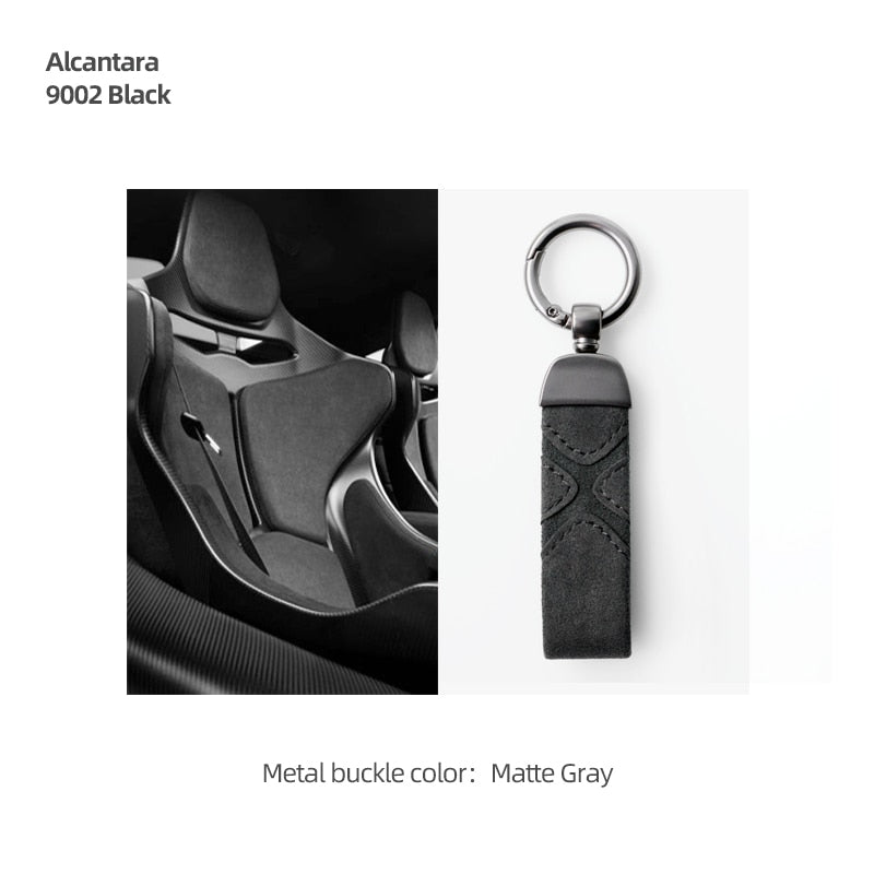 Premium Alcantara Keychain for Tesla Models 3/Y/S/X – Luxurious Suede Leather Key Fob Cover