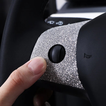 Sparkling Diamond Steering Wheel Panel Trim Stickers for Tesla Model 3 & Y (2019-2023)