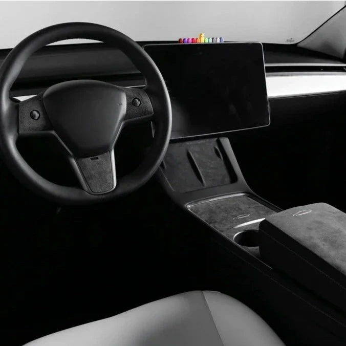 Matt Black Alcantara Cover for Tesla Model 3/Y 2019-2023