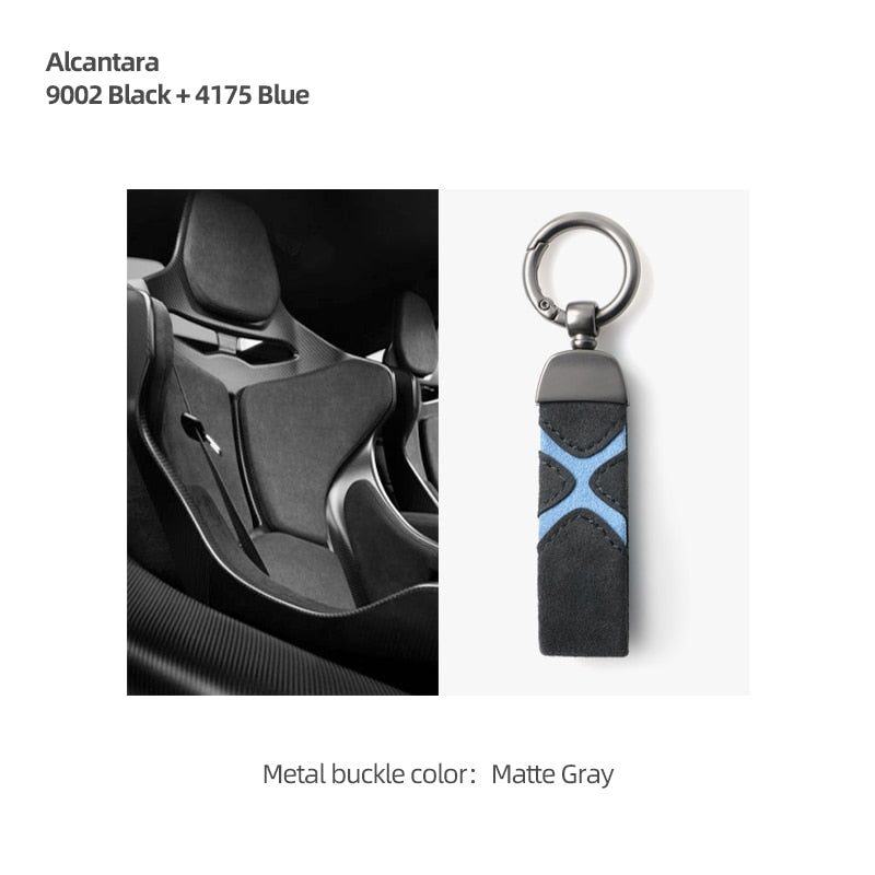 Premium Alcantara Keychain for Tesla Models 3/Y/S/X – Luxurious Suede Leather Key Fob Cover