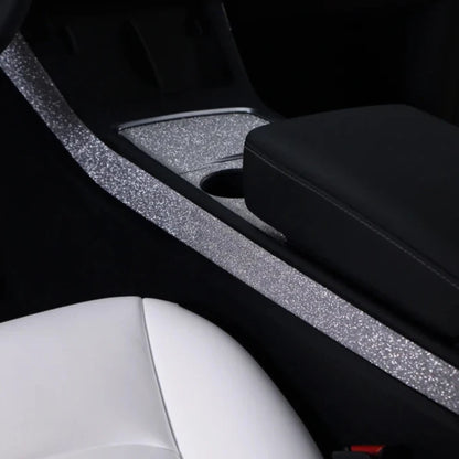 Sparkling Diamond Central Control Panel Side Trim Strip Stickers for Tesla Model 3 & Y (2019-2023)