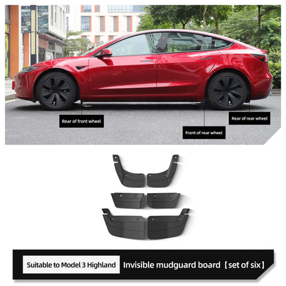 Tesla Model 3/Y/Highland 2020-2024 Rear Mud Flaps & Splash Guard Fenders Kit - Car Modification Accessories