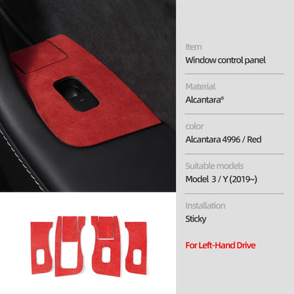 Alcantara Window Control Panel Sticker for Tesla Model 3/Y 2019-2023