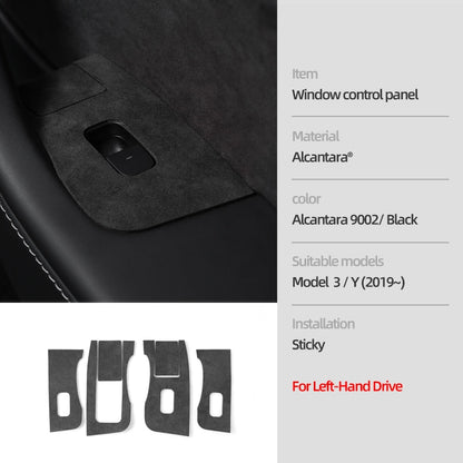 Alcantara Window Control Panel Sticker for Tesla Model 3/Y 2019-2023