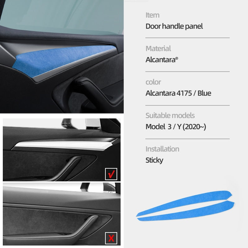 Alcantara Door Panel Trim Cover For Tesla Model 3/Y 2020-2023 (refreshed version)