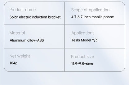 EVONE Solar Powered Phone Holder for Tesla Model 3/Y 2021-2023