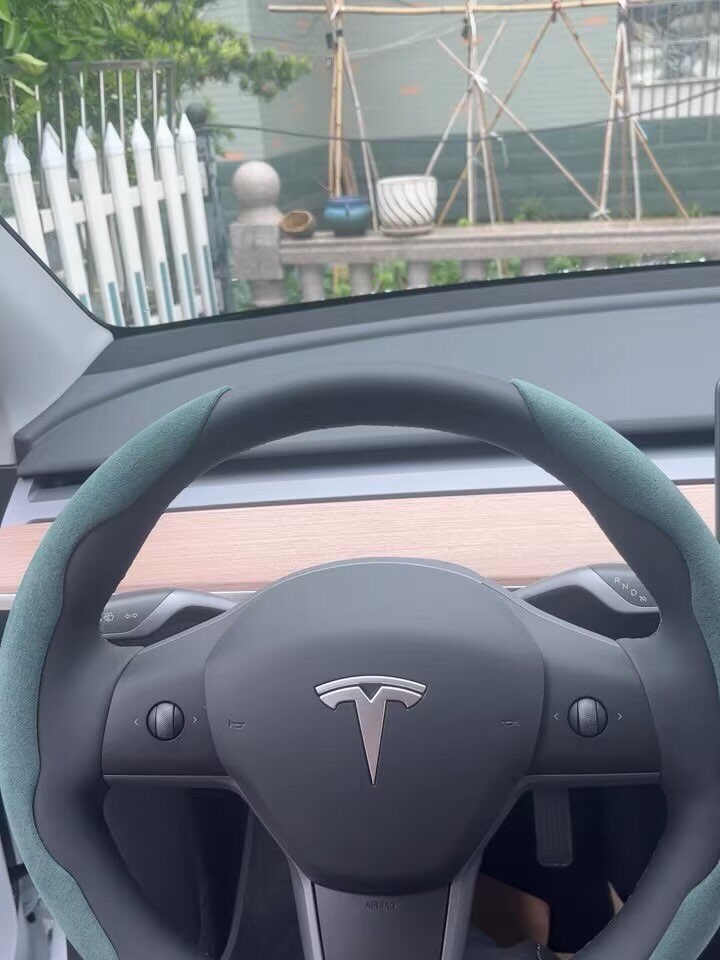 Alcantara Steering Wheel Cover for Tesla Model 3/Y 2019-2023