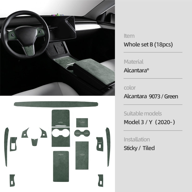 EVONE Alcantara Interior Trim Sticker Set for Tesla Model 3/Y 2021-23