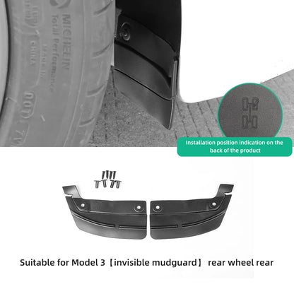 Tesla Model 3/Y/Highland 2020-2024 Rear Mud Flaps & Splash Guard Fenders Kit - Car Modification Accessories